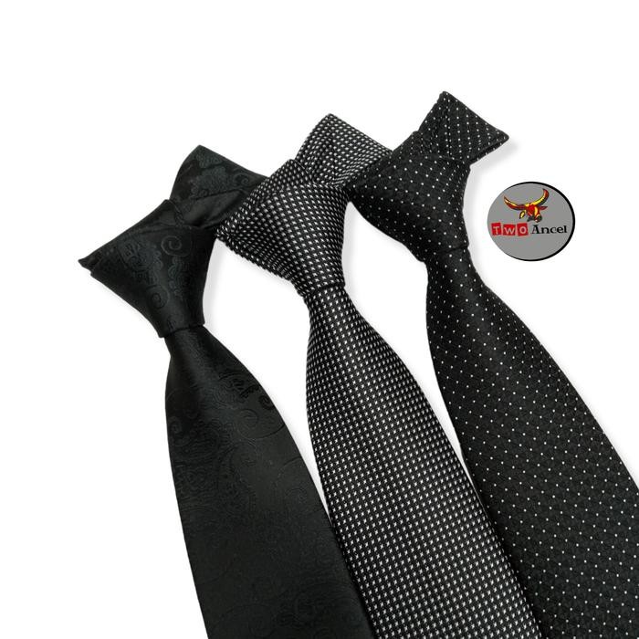 dasi hitam pria dasi pria hitam motif salur 3 inchi