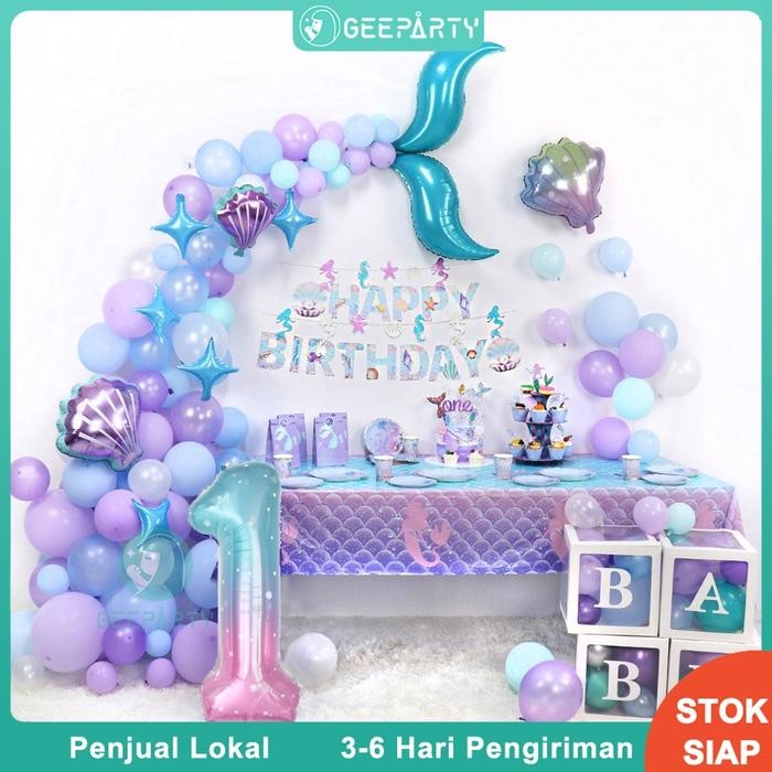 Pilihan- Tema Putri Duyung Pesta Meja Kertas Balon Ekor Putri Duyung Untuk Perlengkapan