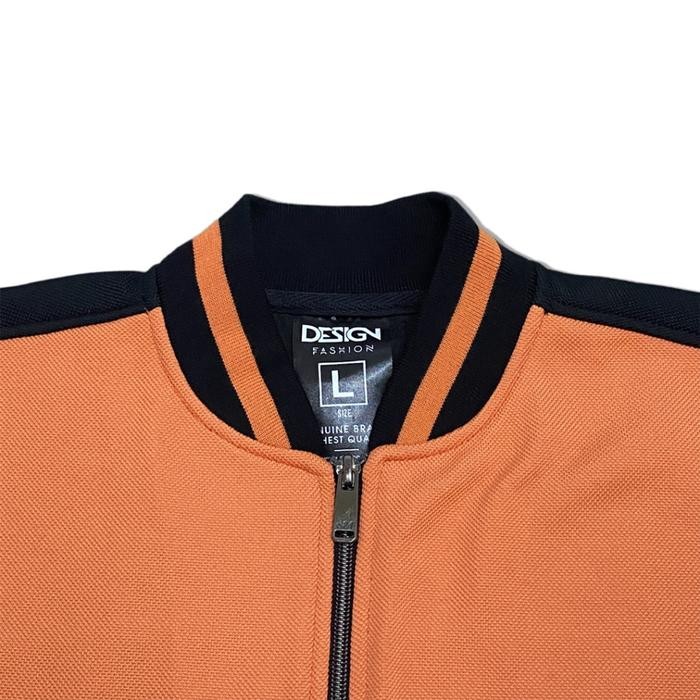 d&f Jaket Bomber Hitam Cut & Sewn Putih Orange