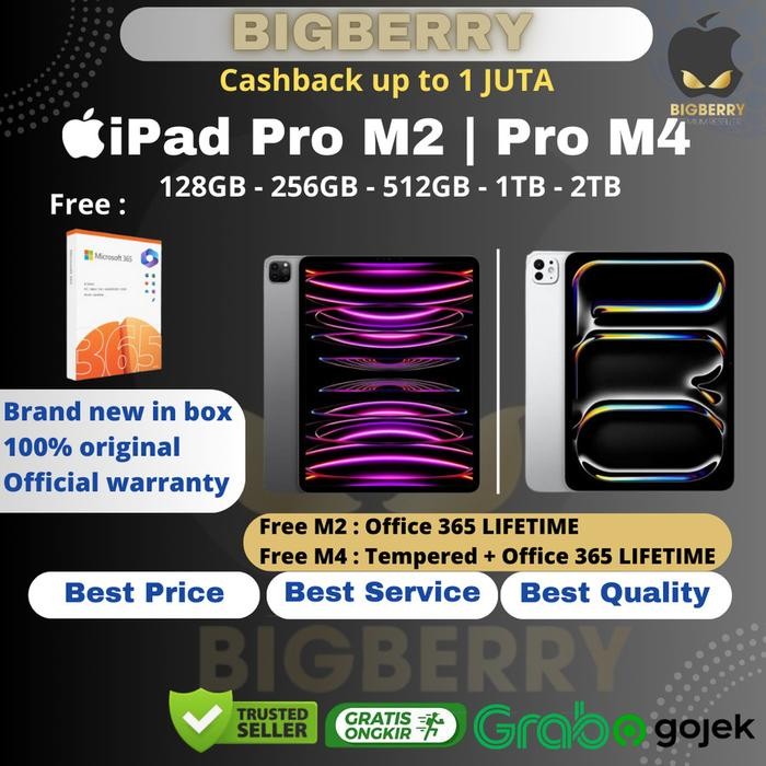 Pilihan- Ipad Pro M2 M4 11 12.9 13 Inch 2022 2024 Wifi Cell 128Gb 256Gb 512Gb 1Tb 2Tb