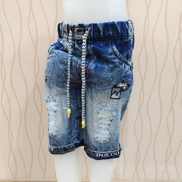 Nevada Kids - Pendek Anak Laki-Laki Usia 3 - 12 Tahun Bahan Jeans Non Stretch Model Sobek / Robek