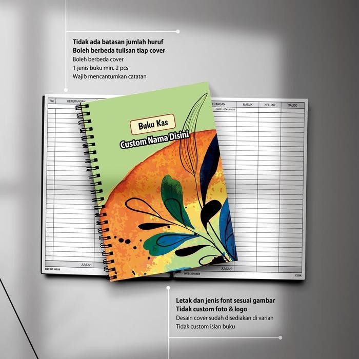 

OJ Kas Harian A5 CUSTOM NAMA Buku Catatan Keluar Masuk Spiral