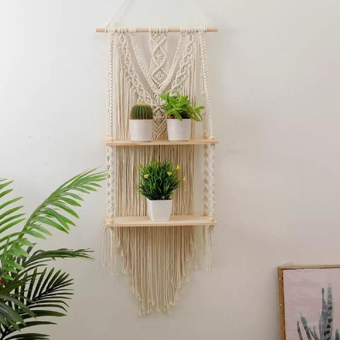 

New Macrame ambalan aesthetic / Rak dinding kekinina / Rak dinding viral / Rak dinding aesthetic