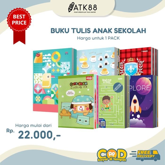 Pilihan- 1 Pak - Buku Tulis Sekolah Anak 38 58 42 50 100 Lembar Sidu Big Boss Skola Maxi Sinar
