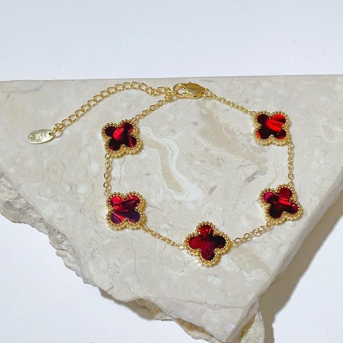 Pilihan- Klover Gelang Titanium Redblack Anti Karat Anti Luntur Kait Lobster Emboss 750 Gelang