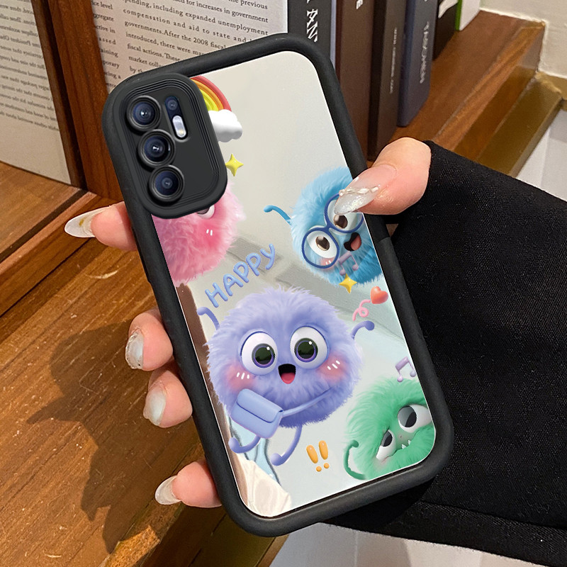 Casing Hp OPPO Reno 6 Case Casing Raksasa kecil berbulu HP pola Kesing Kasing cermin Cesing Silikon 