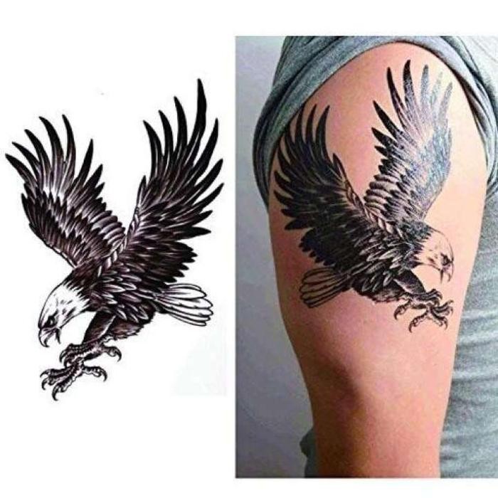 Tatto Temporary Tattoo Temporer Motif Burung Elang Hitam