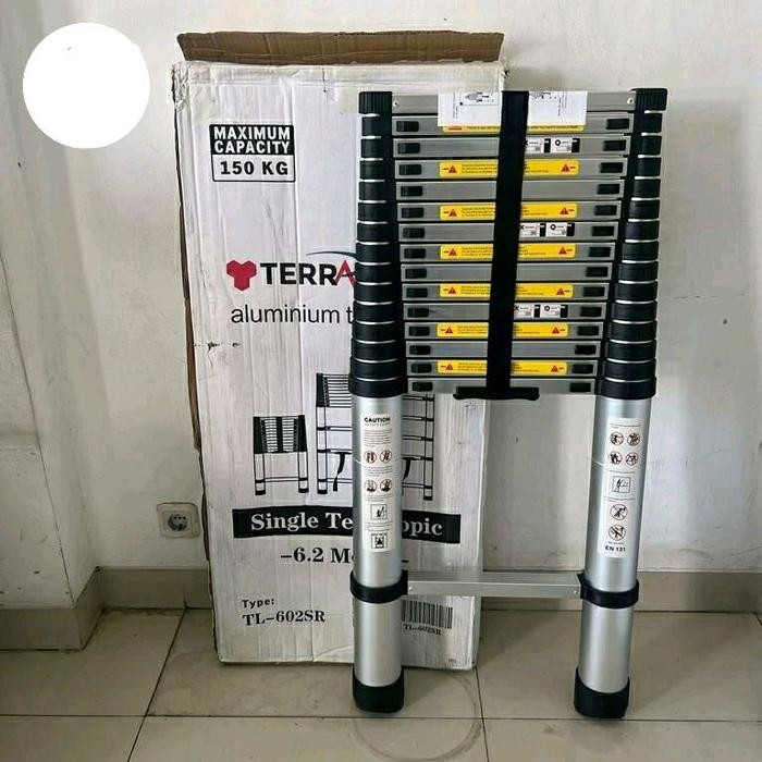 Ready Tangga Teleskopik Aluminium 6,2 Meter Single Silver