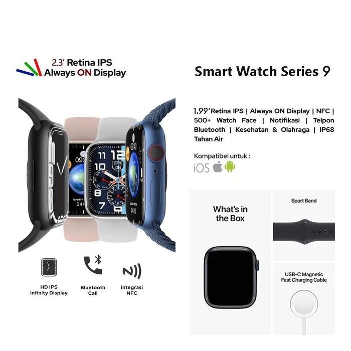PRODUK ORIGINAL SmartWatch i9 PRO MAX S Original Smartwatch 2.3 "HD Full Touch Screen Wireless