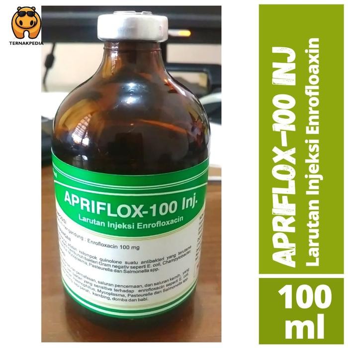 APRIFLOX-100 Injeksi 100ml - Antibiotik Hewan - Anti Pernapasan Hewan