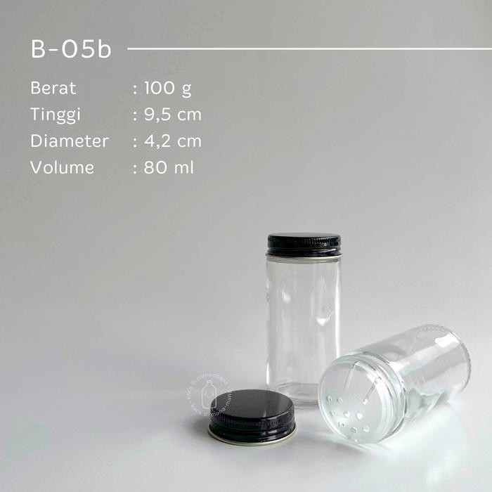 Toples bumbu kaca bulat 80ml - tempat bumbu 80ml