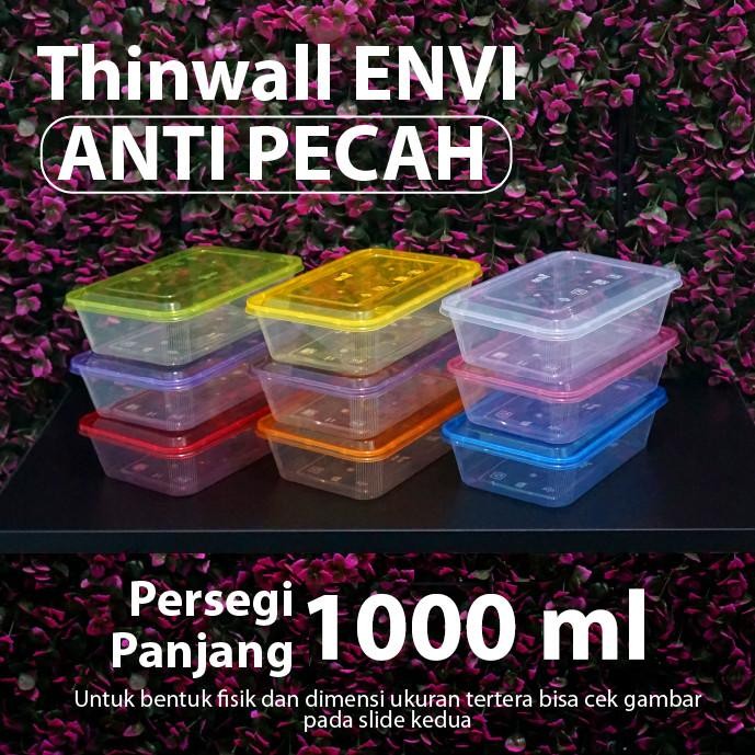 (Bekasi) Thinwall Anti Pecah 1000 ml - Thinwall ENVI - Rectangle