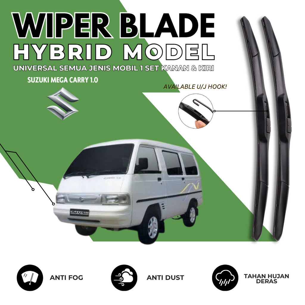 Wiper Hybrid Mobil Suzuki Carry 1.0 Kaca Depan Mobil Satu Pasang Kiri Kanan