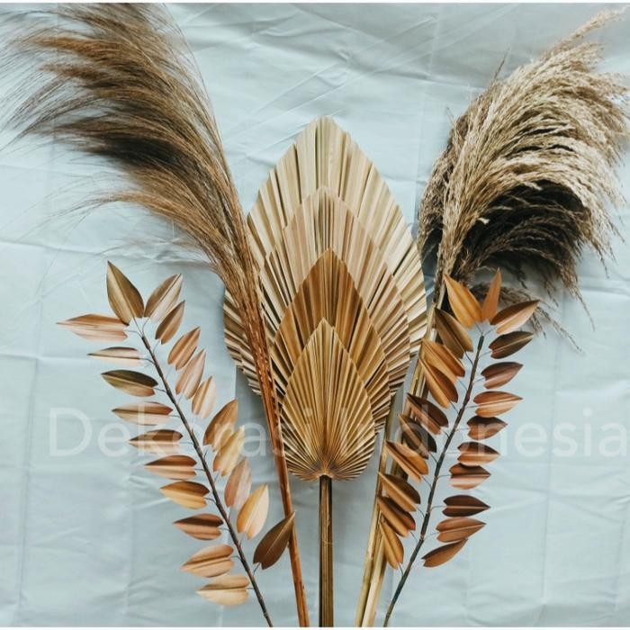 Paket Lengkap Bunga Kering Dekorasi/Daun Palem Kering