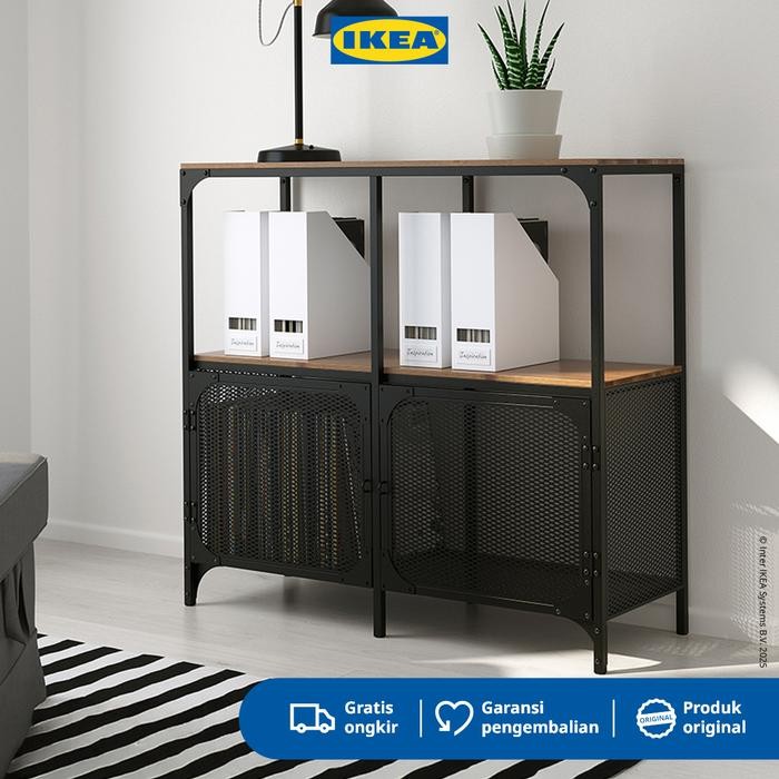 IKEA FJALLBO Unit Rak Serbaguna Minimalis Hitam 100x95cm Furniture