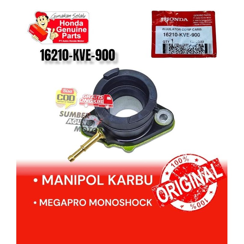 INSULATOR MANIPOL KARBURATOR NEW MEGAPRO MONOSHOCK ORI AHM 16210-KVE-900