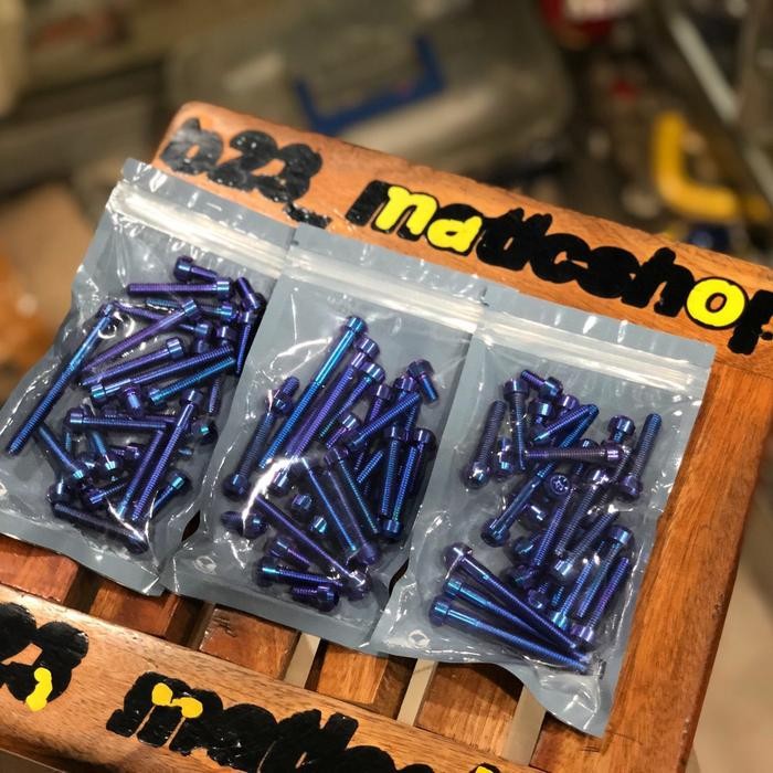 baut titanium blok mesin ninja rr r ss fulset baut titanium ninja