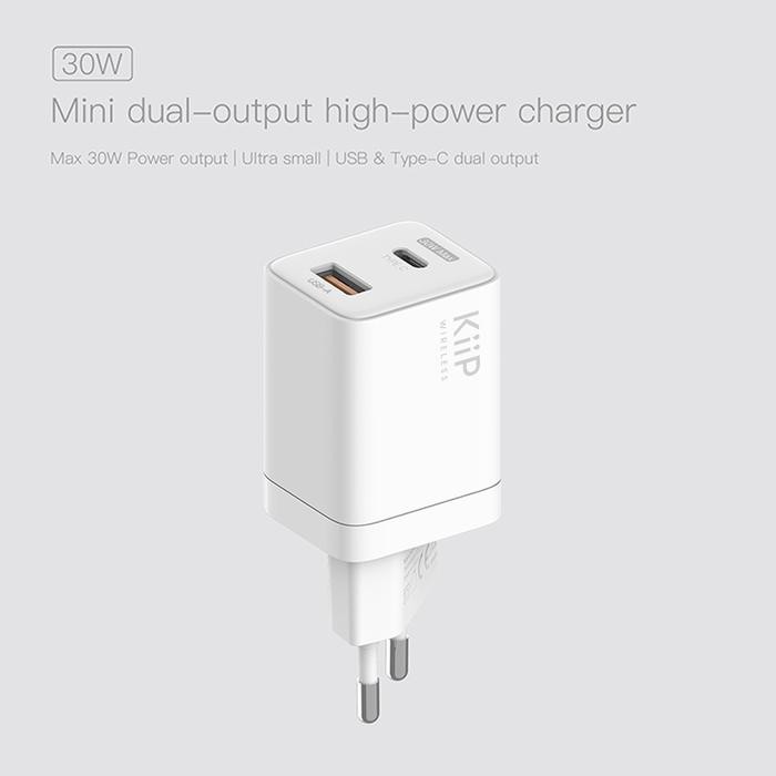 9pli- Kiip C10 Kepala Charger 30W Travel Fast Charger Tanpa Kabel