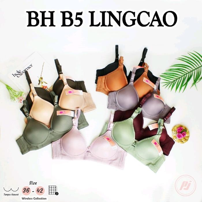 yrka- Bra Tanpa Kawat Lingcao B5 Ukuran 36-42 Cup Besar Dengan Busa Standar - Tipis, Wanita