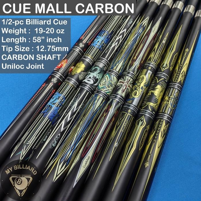 Cue Mall 12.75mm Carbon Black Cue - Stick Billiard Karbon Cuemall