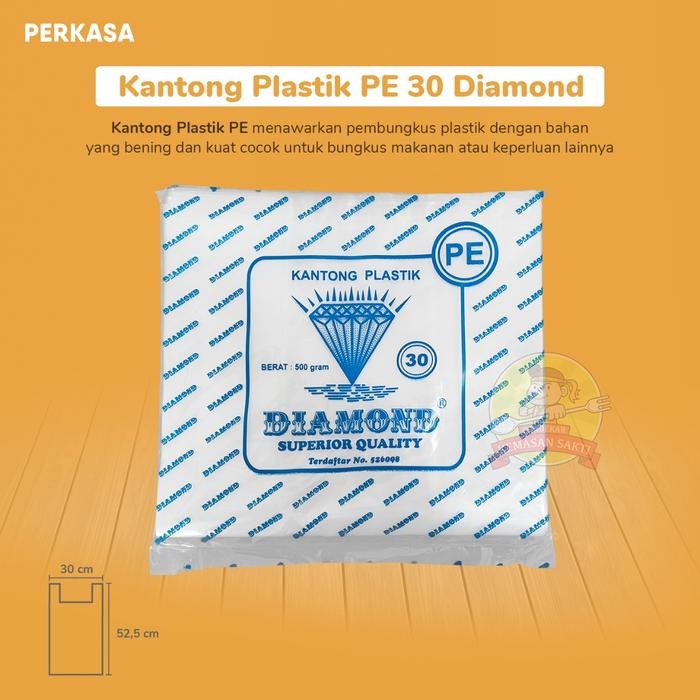 0o63- Kantong Plastik Pe Bening/Kresek Bening Pe Diamond Transparan Uk 30