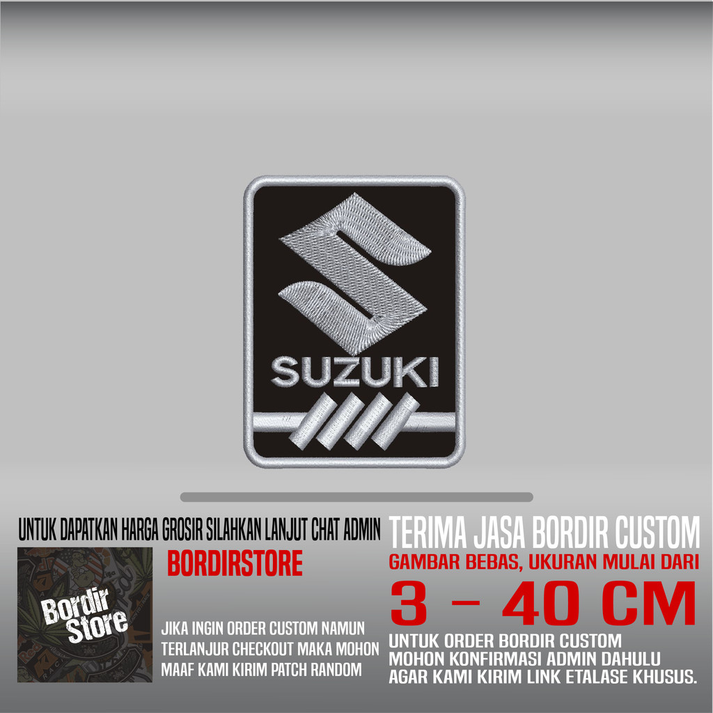 SUZUKI LOGO KOTAK HITAM BS-722 PATCH BORDIR LOGO/EMBLEM