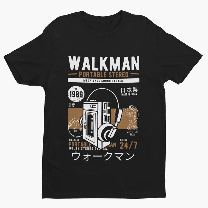 Kaos Retro Vintage Walkman Sound System Japan