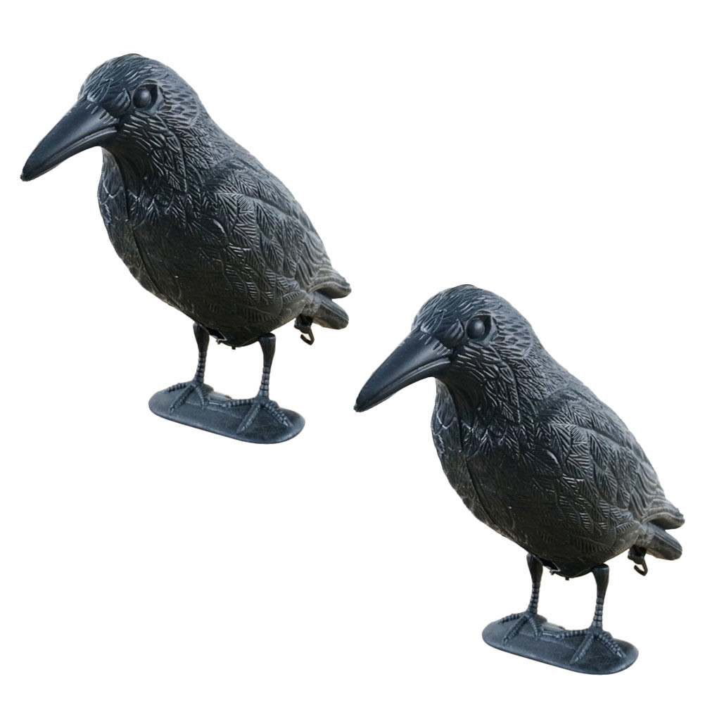 2pcs Haunted House Crow Decoration Halloween Crow Figurine Black Crow Model Ravens Sculpture Crow Fi