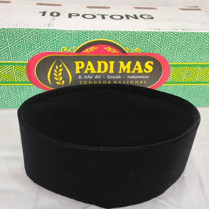 TERLARIS peci padi mas hitam polos READY STOCK