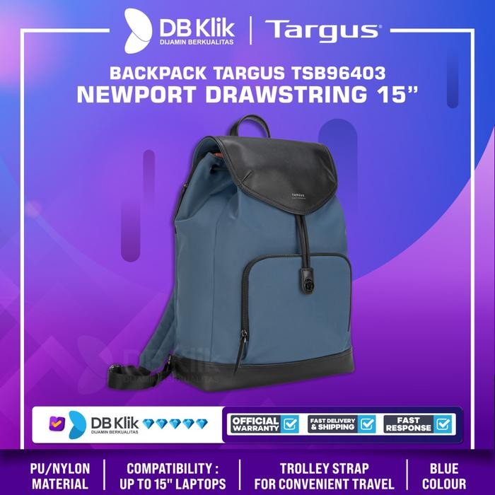 Sale Backpack TARGUS TSB96403 NEWPORT Drawstring 15" Slate Blue Terlaris
