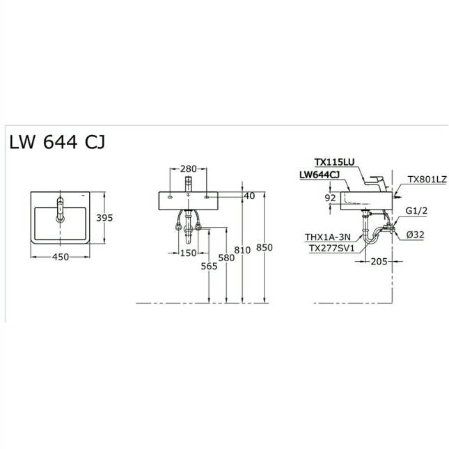 Wastafel Gantung TOTO LW644CJ(body only) / Wastafel TOTO (Ojek )