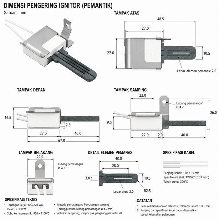 [SALE] GARANSI MUTU" IGNITER MODEL GEPENG DRYER SPEED UNIMAC IPSO MAYTAG WHIRLPOOL HUEBSCH IGNITER