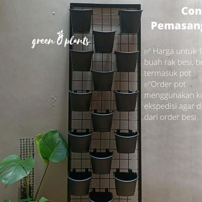 Rak Besi Tanaman Dinding Vertikal Vertical Garden 120cm x 40cm Hitam
