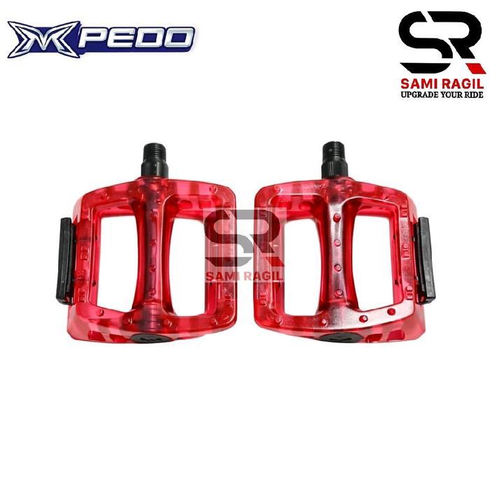 Pedal Sepeda Pedo Merah Hijau Ungu Hitam Putih Transparan Bening As Besar Fixie Mtb Seli Lipat