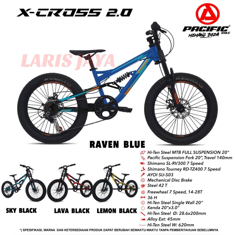 [ BONUS BELL ] sepeda MTB PACIFIC X CROSS 20 INCH 7 SPEED sepeda gunung 20 inch PACIFIC FULL SUSPESI
