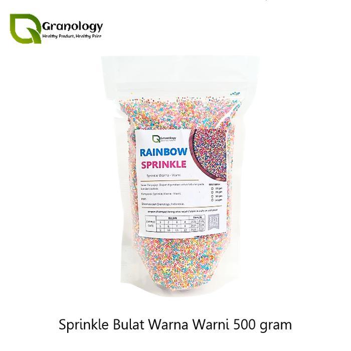 Sprinkle Bentuk Bulat Warna Warni / Sprinkle Rainbow / Taburan Kue Rainbow (500 gram) by Granology