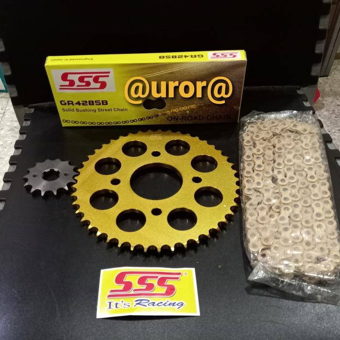 Aurora Gear Set Sss Gold Tiger & Rantai Sss 428 Sb Gold