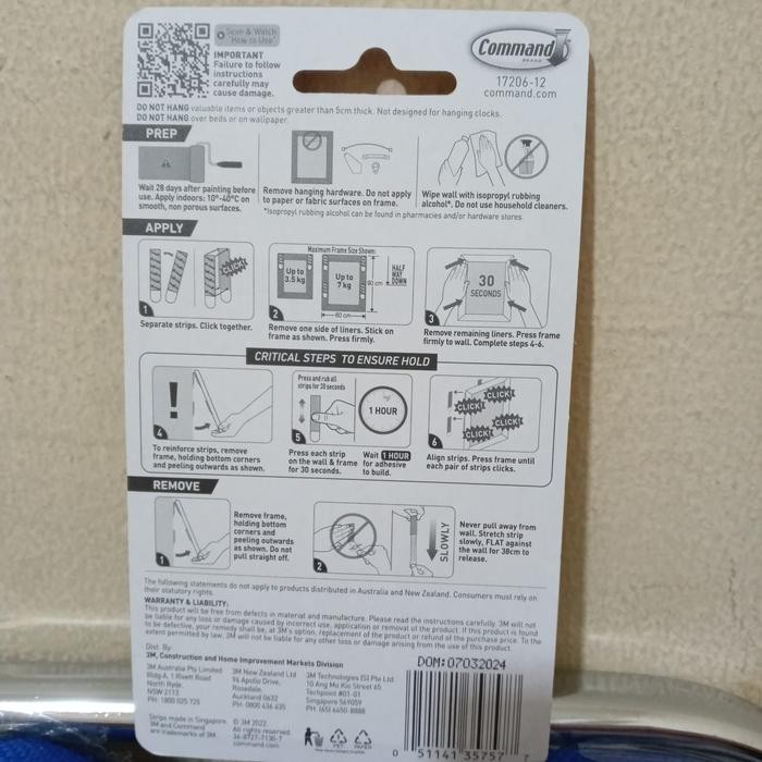 

3M COMMAND LARGE PICTURE HANGING STRIPS 17206-12 KAPASITAS 7 KG
