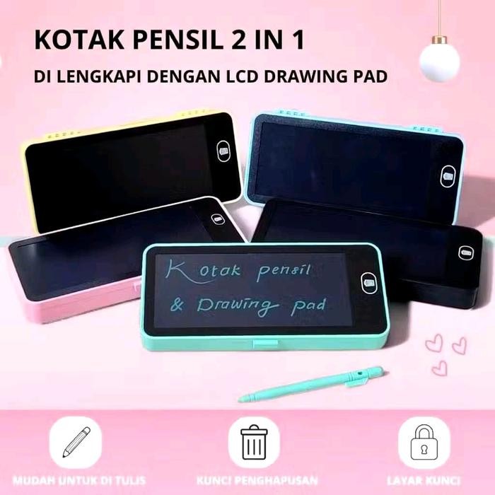 

TEMPAT PENSIL 2 IN 1 LCD PEN CASE DRAWING PAD PENCIL BOX ANAK WRITING / KOTAK PENSIL DRAWING BOX LCD