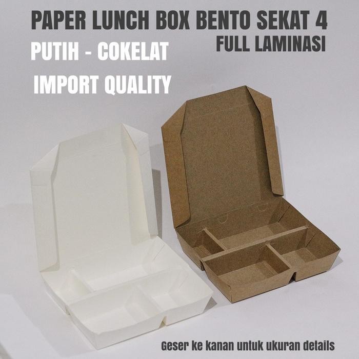 PAPER BENTO BOX SEKAT 4 - PAPER LUNCH BOX SEKAT 4 TERMURAH