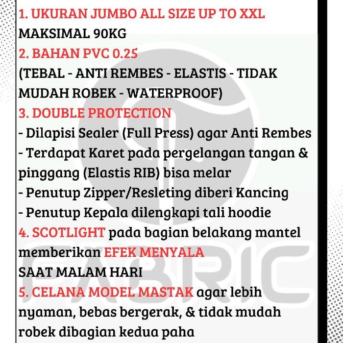 FABRIC Jas Hujan FULL ARROW- HITAM