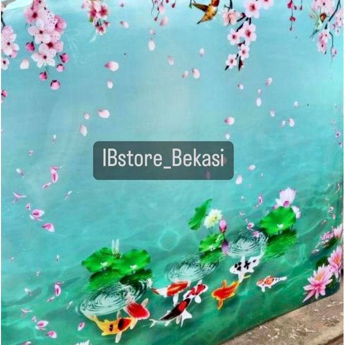 Fiber Pagar Penutup Pagar Motif Ikan Koi Tebal 0.6 X 1 Meter