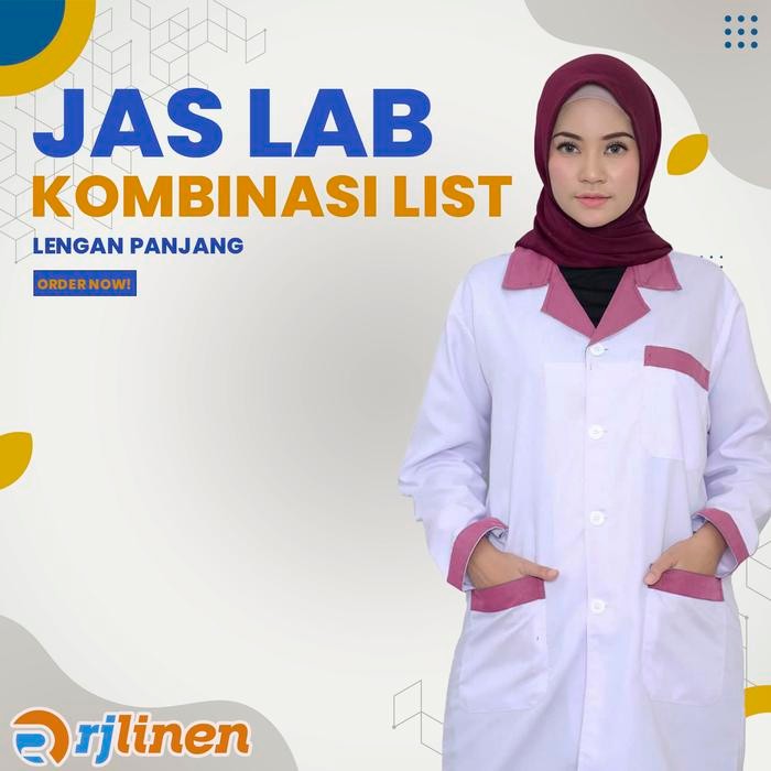 Jas Lab Kombinasi Lengan Panjang,Jas Lab Kombinasi List Lengan Panjang