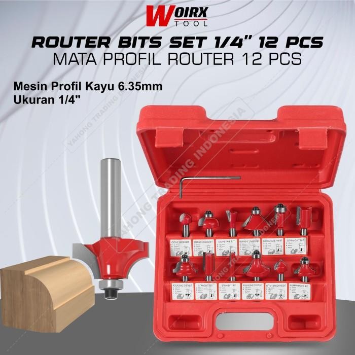 Mata Router Set Mata Profil Mata Trimmer Set Router Bit Set 12Pc - Trimmer+Router