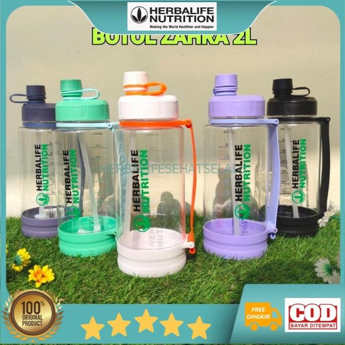 Terlaris Botol Herballife 2000Ml Bpa Free Botol Zahra Anti Pecah Rubber Shaker