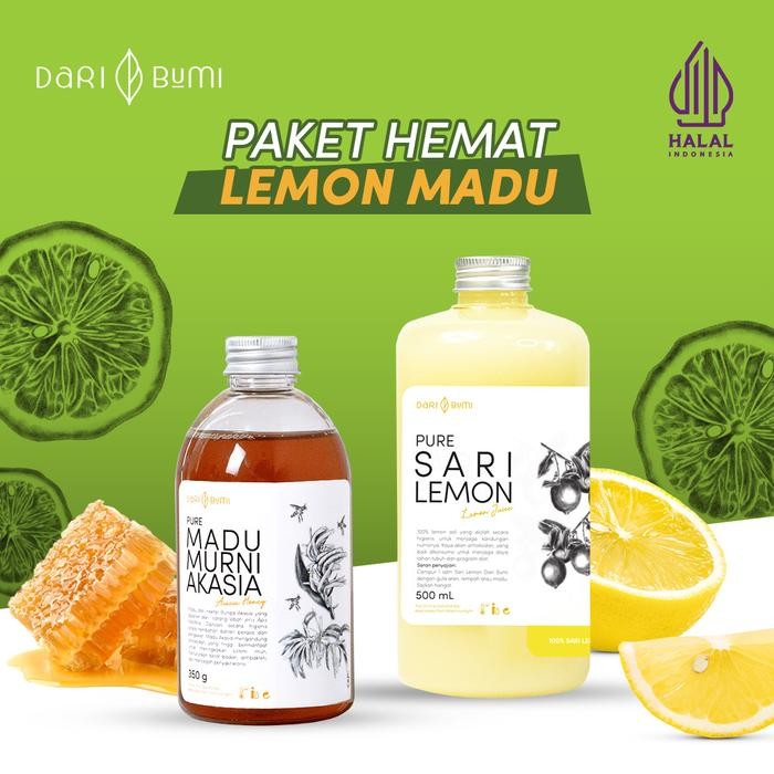 

Dari Bumi Paket Bundling Sari Lemon 500 Ml Dan Madu Murni Akasia 350 Gram x BM FARM