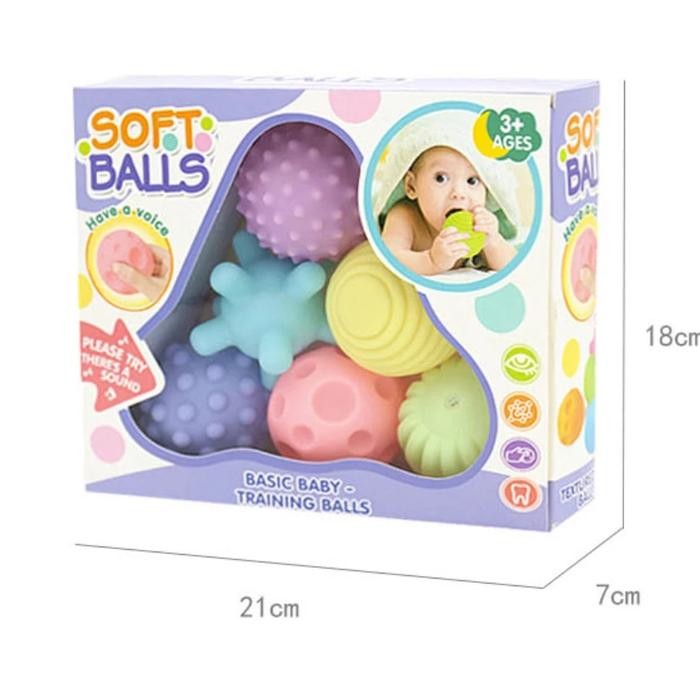 

Mainan anak 6pcs Textured Touch Hand Soft Training Balls Baby TY25