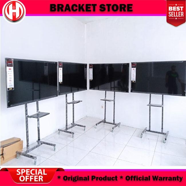 Standing Bracket Tv 32 43 50 55 Inch Bracket Standing Tv Roda Pengonci