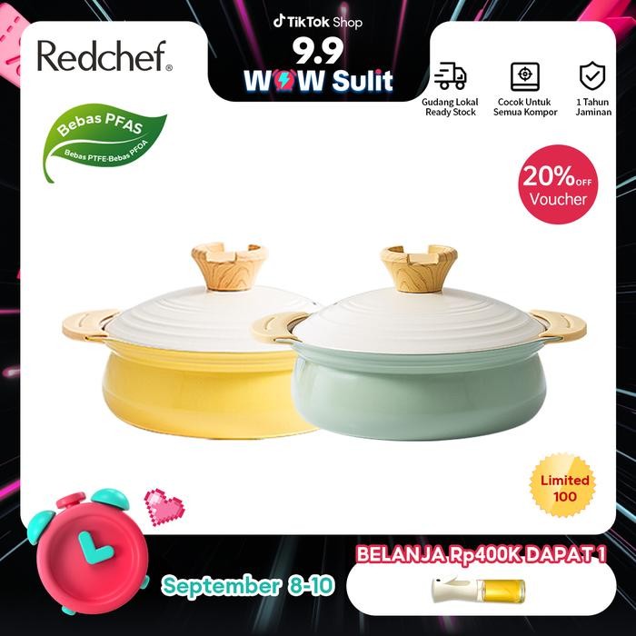 Redchef Panci Sup Casserole Meja Batu Keramik 24Cm Cocok untuk Semua Kompor Termasuk Induksi