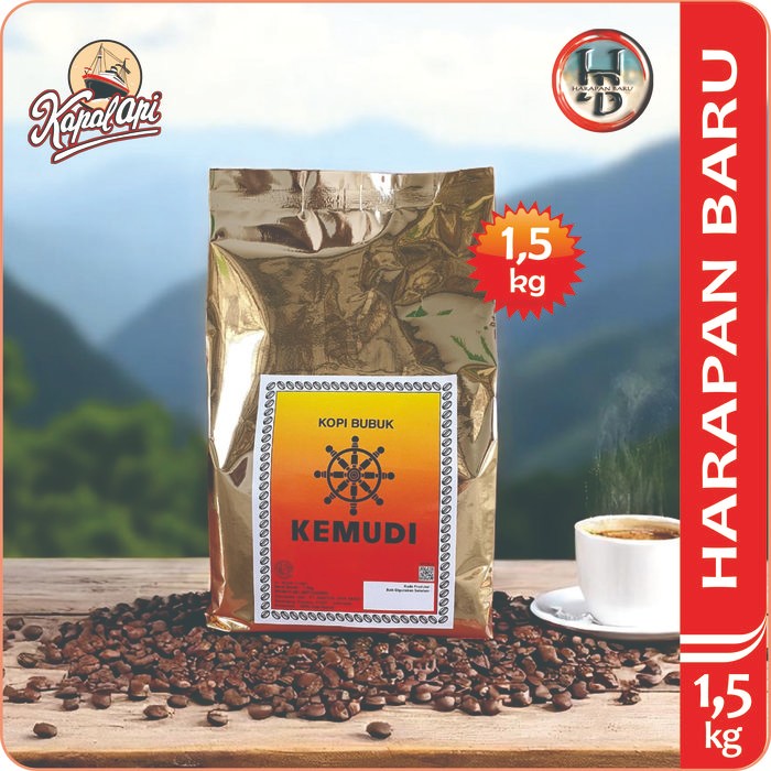 

DISKON Kopi Bubuk Kemudi - Kopi Hitam Kemasan 1,5kg - Harapan Baru - Produk Kopi Berkualitas READY